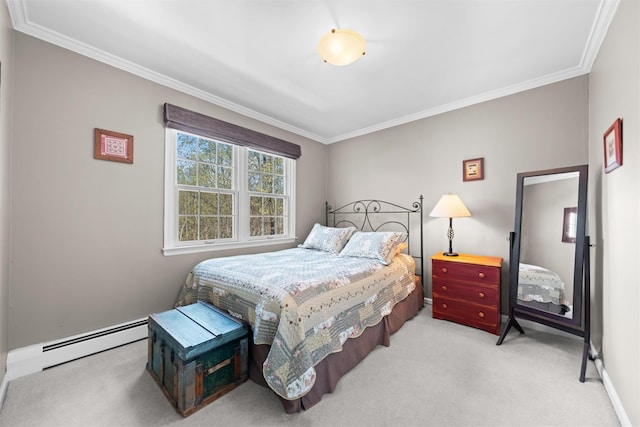 8 Richard Somers Rd, Granite Springs, NY 10527 - bedroom with light colored carpet, baseboards, a baseboard radiator, and ornamental molding
