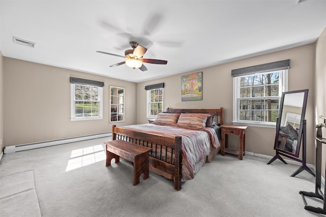 8 Richard Somers Rd, Granite Springs, NY 10527 - bedroom featuring light carpet, multiple windows, baseboard heating, and visible vents