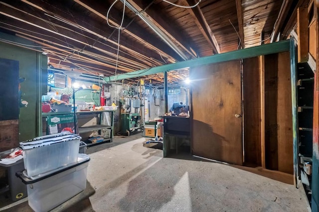 view of unfinished basement