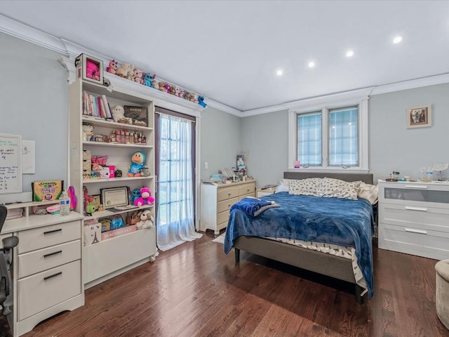 565 Baldwin Ave, North Baldwin, NY 11510 - bedroom with crown molding, recessed lighting, and dark wood-type flooring