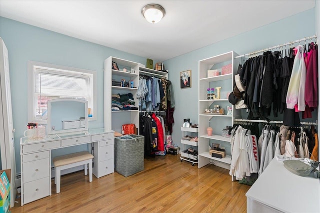 spacious closet with light wood-style floors