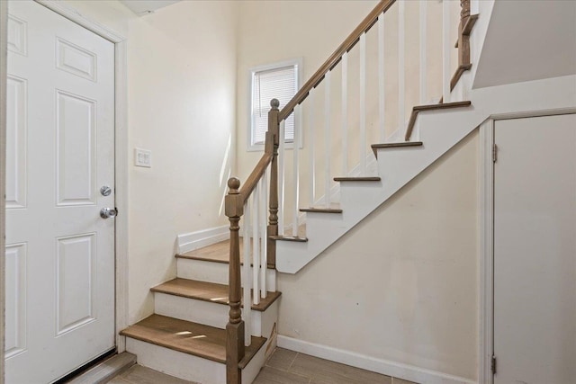 stairs with baseboards