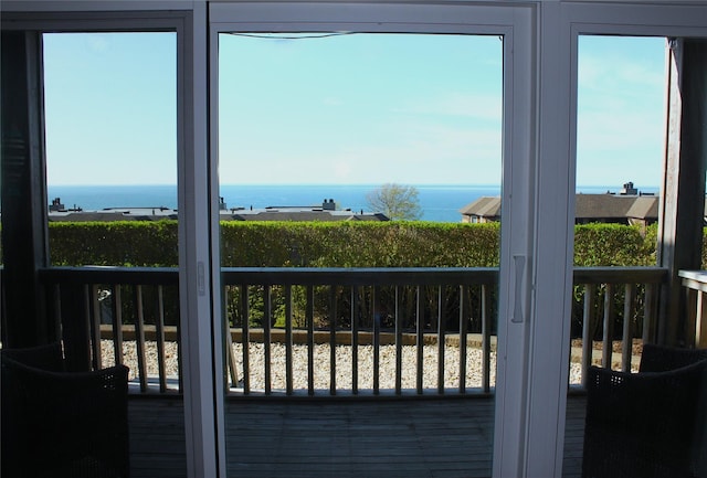 exterior space featuring a water view