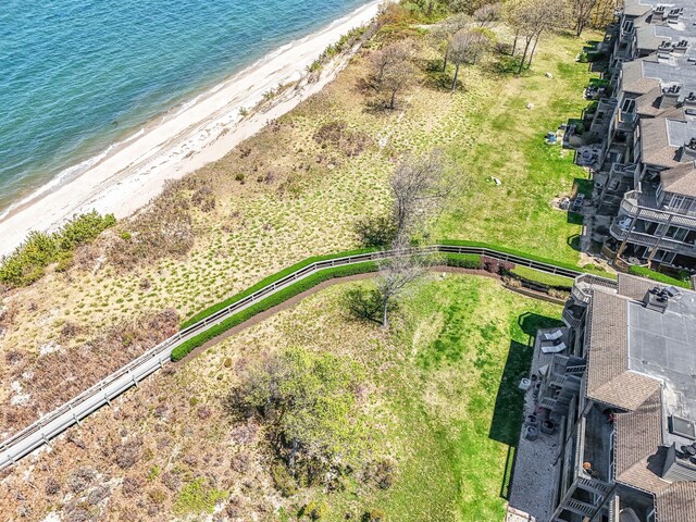 213 Fox Hill Dr, Baiting Hollow, NY 11933 - aerial view featuring a water view and a beach view