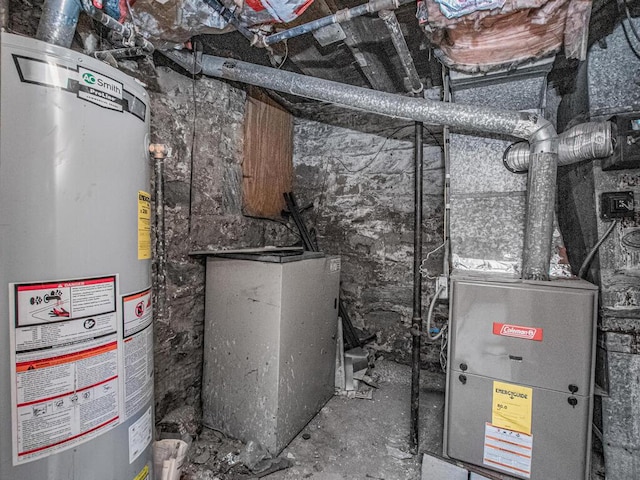utility room featuring water heater