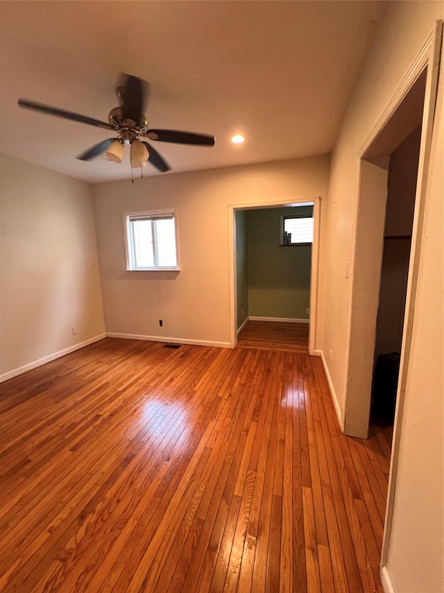 57 Prince St, Middletown, NY 10940 - empty room featuring recessed lighting, baseboards, ceiling fan, and hardwood / wood-style flooring
