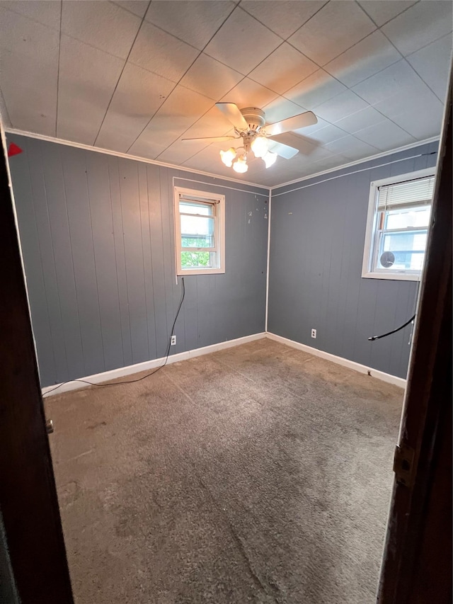 57 Prince St, Middletown, NY 10940 - spare room featuring baseboards, carpet flooring, and ceiling fan