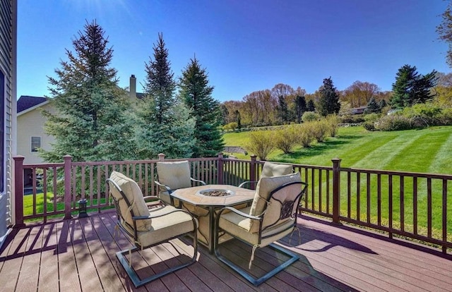 71 Thistle Ln, Hopewell Junction, NY 12533 - wooden deck with a lawn and a fire pit
