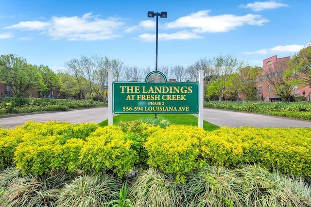 view of community sign
