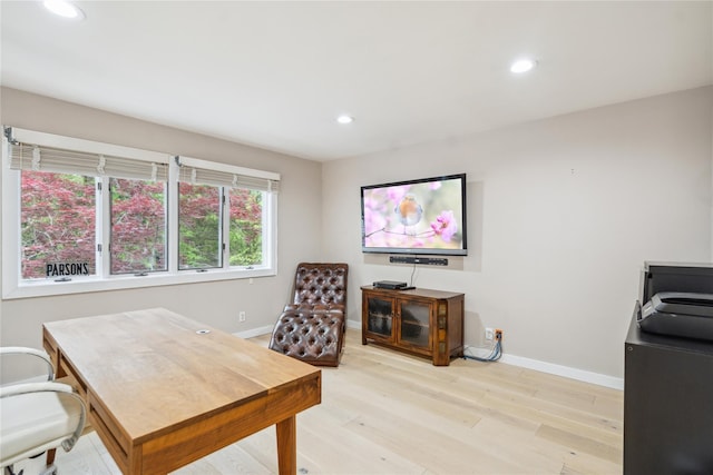 80 Valentines Ln, Old Brookville, NY 11545 - home office with baseboards, light wood-style flooring, and recessed lighting