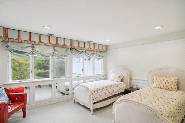 80 Valentines Ln, Old Brookville, NY 11545 - bedroom with carpet floors, wallpapered walls, and recessed lighting