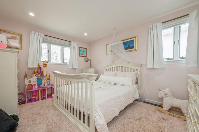 bedroom with recessed lighting