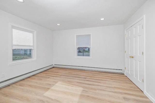 unfurnished bedroom featuring recessed lighting and wood finished floors