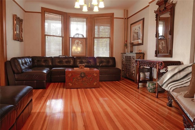 3 Beech Court Cir, College Point, NY 11356 - living area featuring an inviting chandelier and wood finished floors