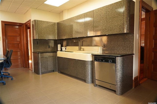 3 Beech Court Cir, College Point, NY 11356 - kitchen with a sink, dark countertops, tasteful backsplash, and dishwasher