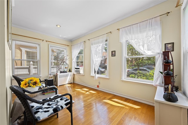 47-18 163rd St, Flushing, NY 11358 - living area featuring crown molding and light wood finished floors