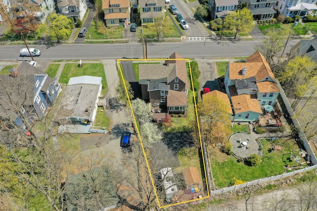aerial view with a residential view