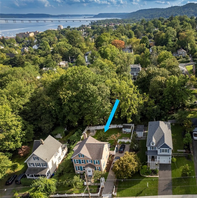 119 Castle Heights Ave, Nyack, NY 10960 - aerial perspective of suburban area featuring a water and mountain view