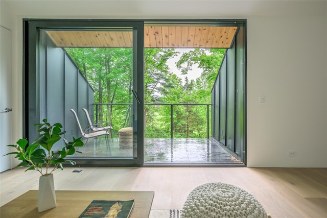 474 Rte 199, Red Hook, NY 12571 - doorway with wood finished floors and a wall of windows