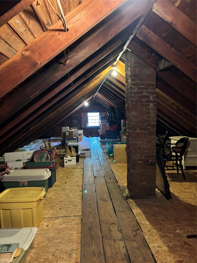 view of unfinished attic