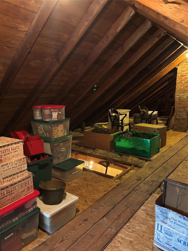 view of unfinished attic