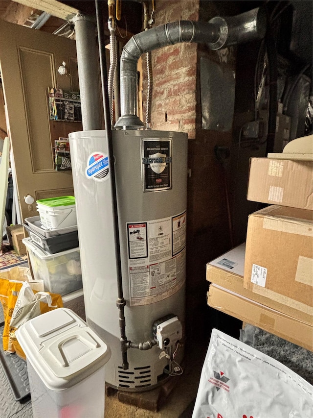 utility room with gas water heater