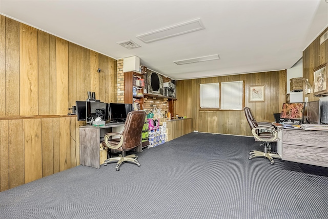 12 Jay Ct, Monsey, NY 10952 - home office with attic access, wooden walls, and carpet