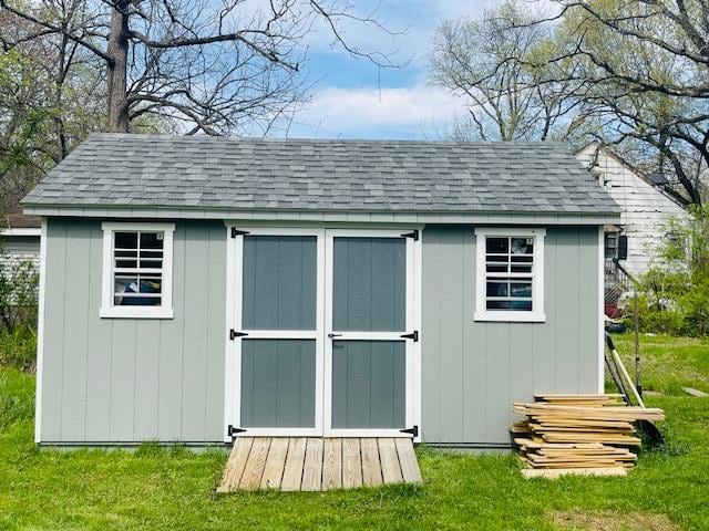 view of shed