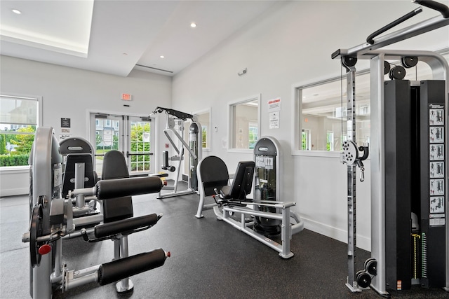 20105 Aspenwood Dr, Plainview, NY 11803 - gym with recessed lighting and baseboards