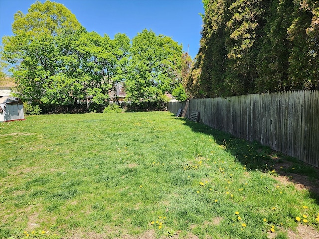 view of yard featuring a fenced backyard