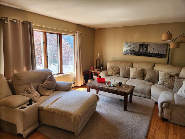 living room with wood finished floors