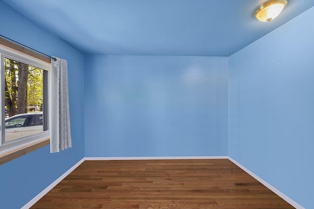 interior space with baseboards and wood finished floors