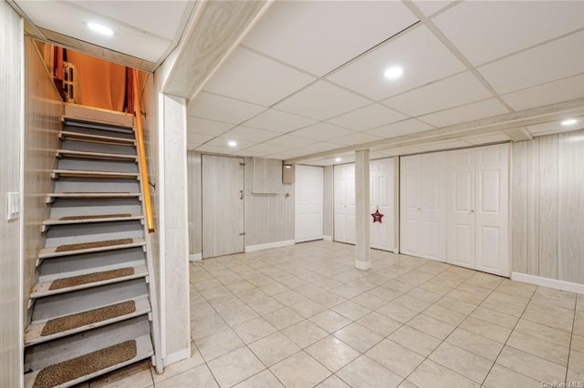 33 Alden Park Unit 33, Bronx, NY 10465 - finished basement featuring stairway, baseboards, light tile patterned floors, and recessed lighting
