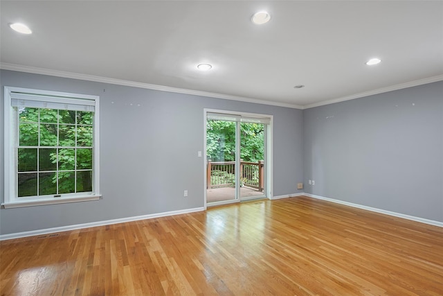 149 King St Unit 15, Chappaqua, NY 10514 - empty room with baseboards, light wood-style floors, crown molding, and recessed lighting