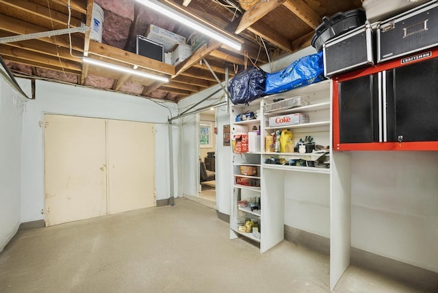 view of unfinished basement