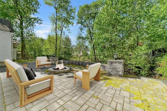15 Elmore Ave, Croton-On-Hudson, NY 10520 - view of patio / terrace with an outdoor fire pit