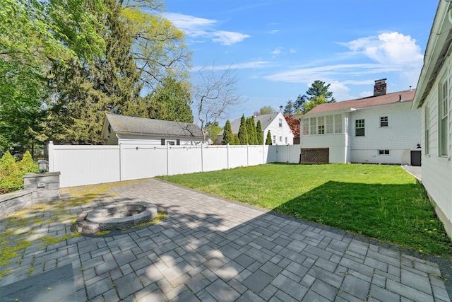 15 Elmore Ave, Croton-On-Hudson, NY 10520 - view of patio / terrace featuring fence and a fire pit