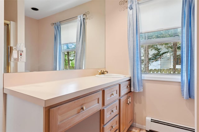 2 Heather Dr, Remsenburg, NY 11960 - bathroom with baseboard heating and vanity