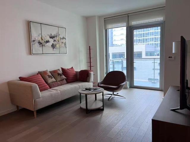 living area featuring light wood-style floors