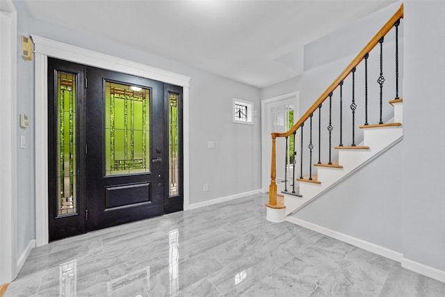 14 Still Hollow Rd, Newburgh, NY 12550 - foyer with marble finish flooring, baseboards, and stairs