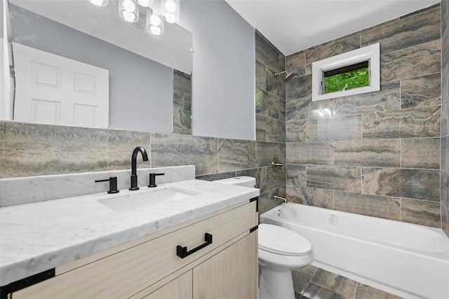 14 Still Hollow Rd, Newburgh, NY 12550 - full bath featuring toilet, vanity, bathing tub / shower combination, and tile walls