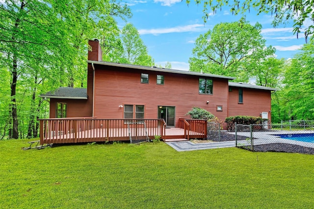 14 Still Hollow Rd, Newburgh, NY 12550 - back of property featuring a wooden deck and a chimney