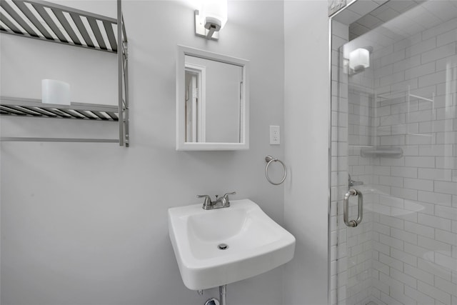 full bathroom featuring a shower stall and a sink