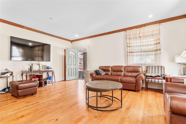 142 Primrose Ave, Mount Vernon, NY 10552 - living room with light wood-style floors, recessed lighting, and crown molding