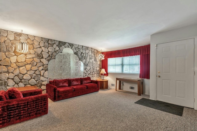 carpeted living room with visible vents