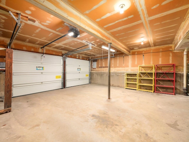 garage with a garage door opener