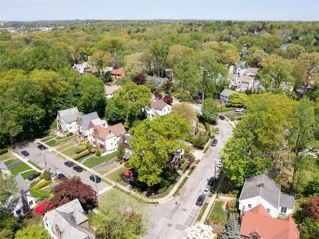 bird's eye view with a residential view and a forest view
