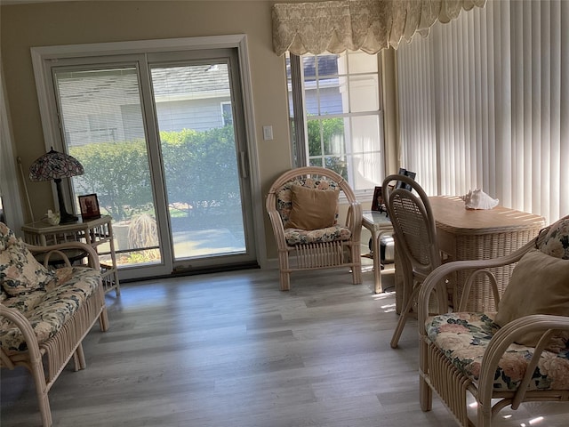 sitting room featuring light wood-type flooring