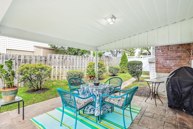 4 Sylvan Rd, White Plains, NY 10605 - view of patio / terrace featuring area for grilling, fence, and outdoor dining space