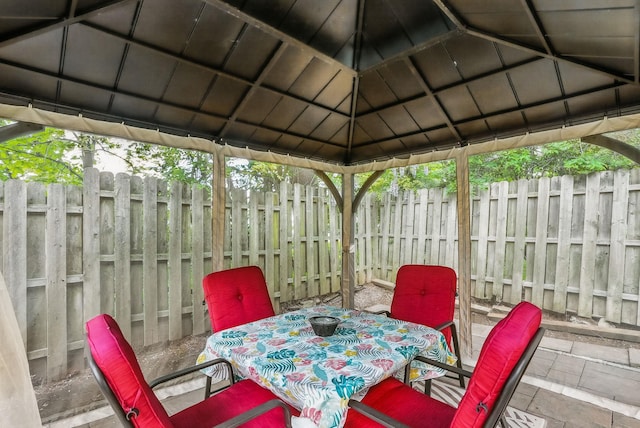4 Sylvan Rd, White Plains, NY 10605 - view of patio featuring outdoor dining area, a gazebo, and a fenced backyard